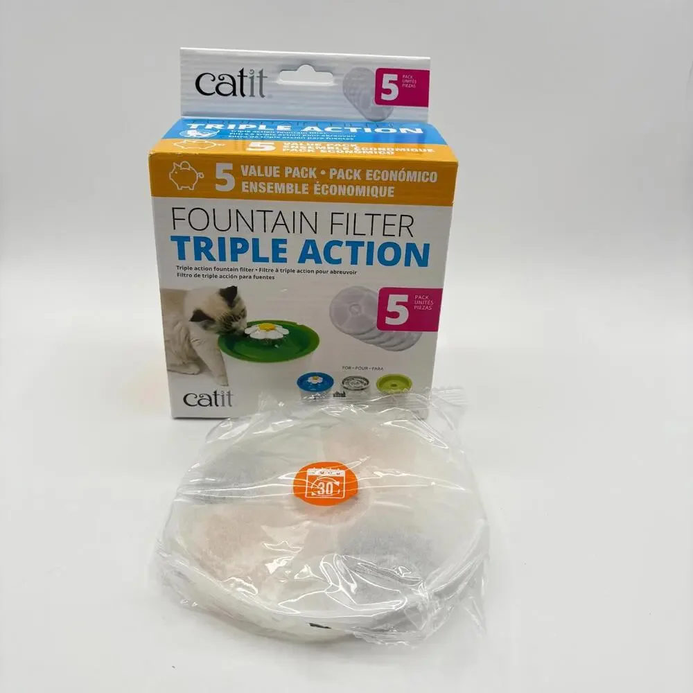 Catit Senses Flower Fountain Triple Action Drinking Water Filters Value 5 Pack